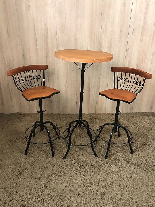 Jogo Bistro Regulável de Mesa Bistro e 2 Banquetas